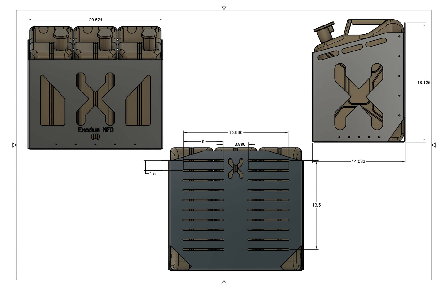 Triple Jerry Can/6 RotoPax Holder - Standard